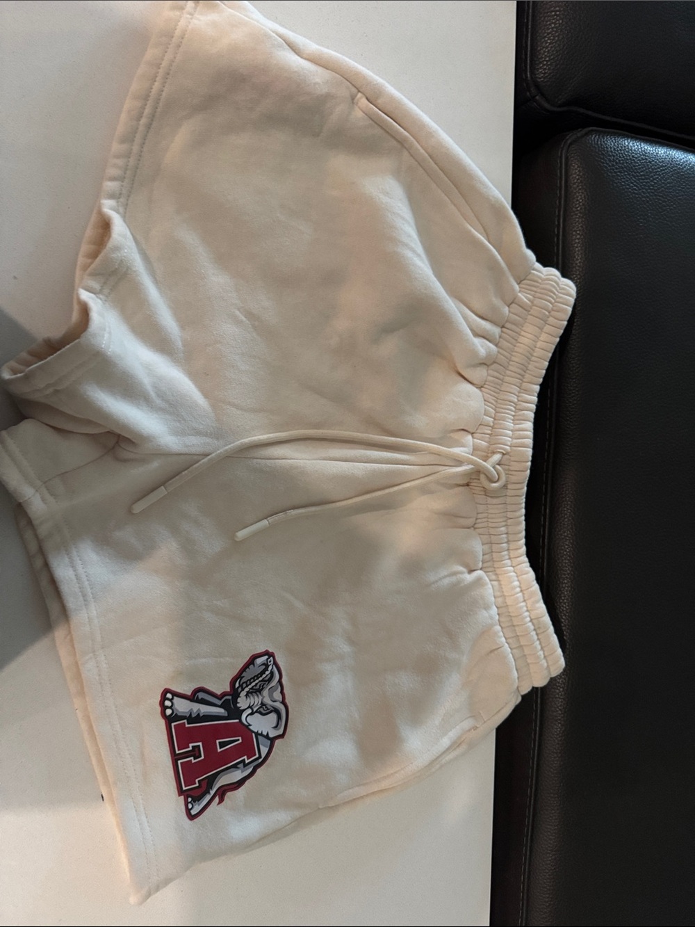 Alabama Cream Athletic Logo Fleece Shorts with Drawcord Waist